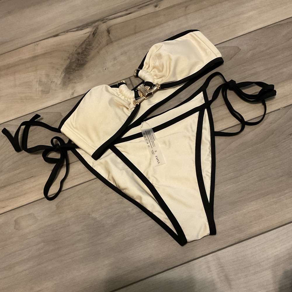 Chic Cream and Black Bikini Set
